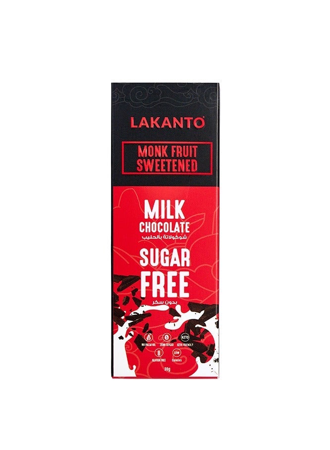 LAKANTO Milk Chocolate Bar Sweetened With Monkfruit - 30g - Image 1